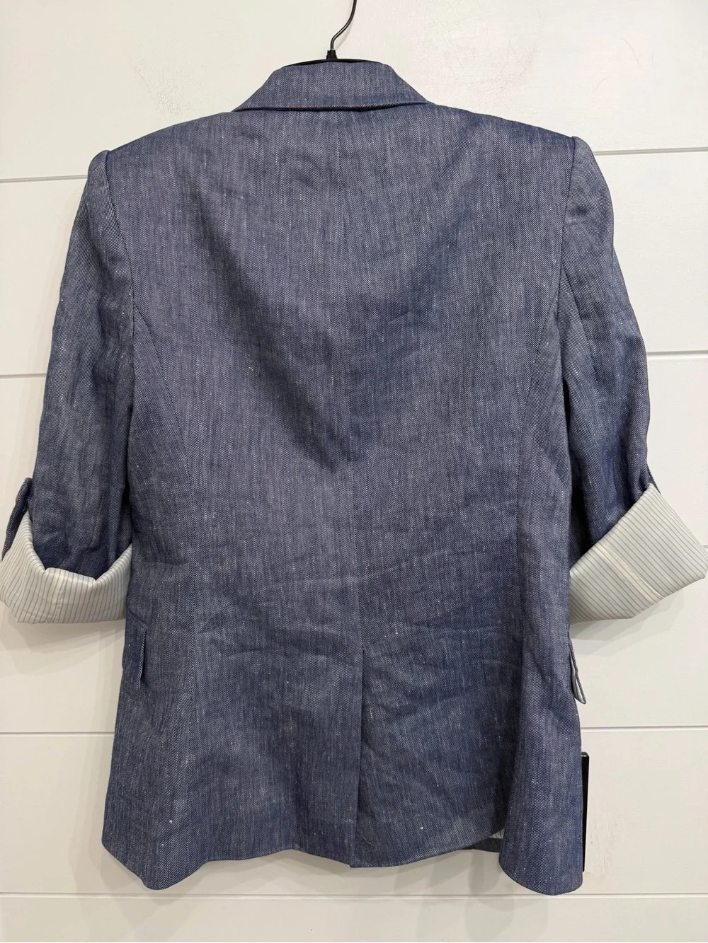 Veronica Beard kelson Linen Double Breasted Roll Sleeve Blazer 36983 - Picture 4 of 11